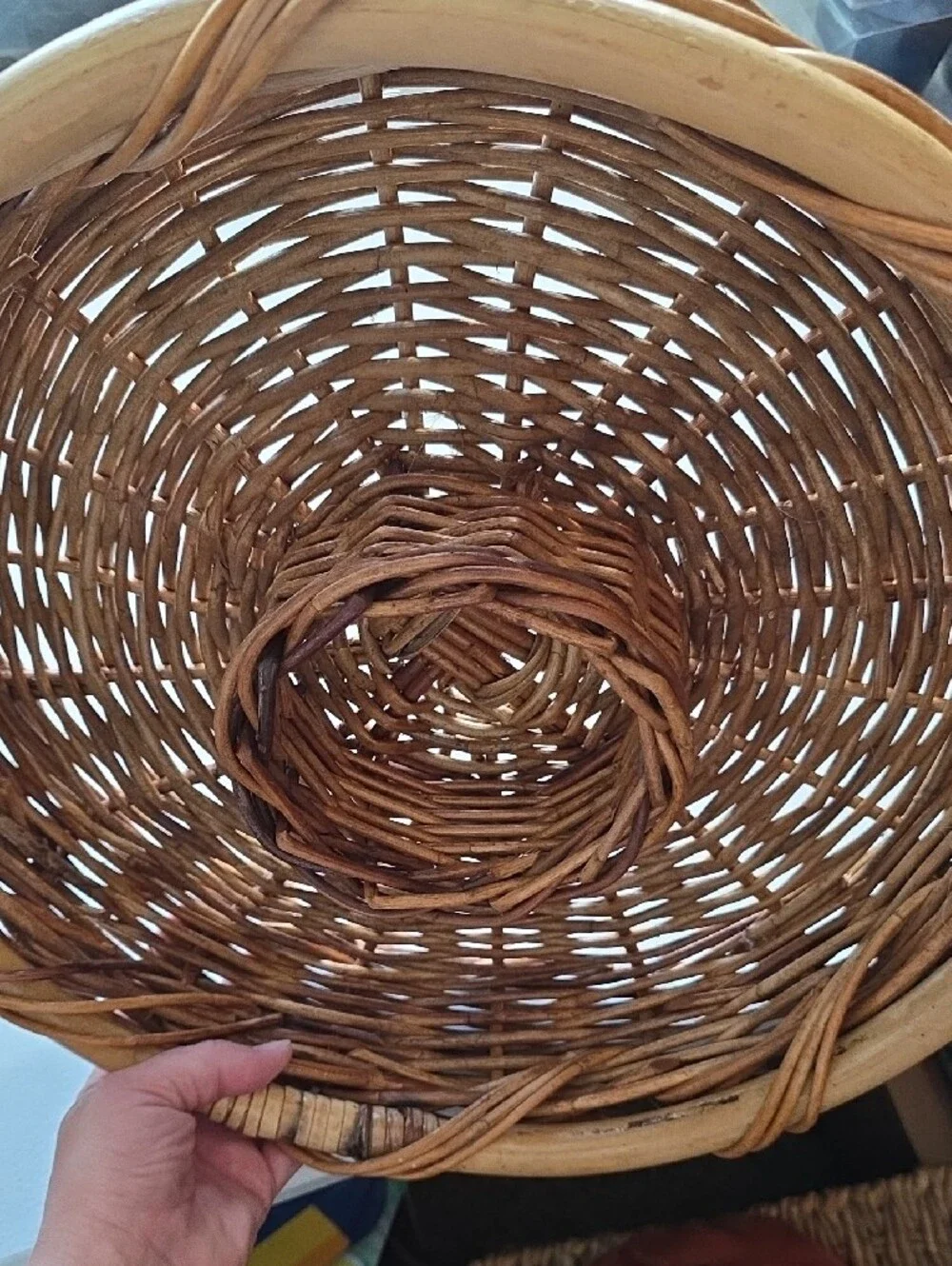 Vintage Woven Wicker/Rattan Serving Basket For Chips And Dip